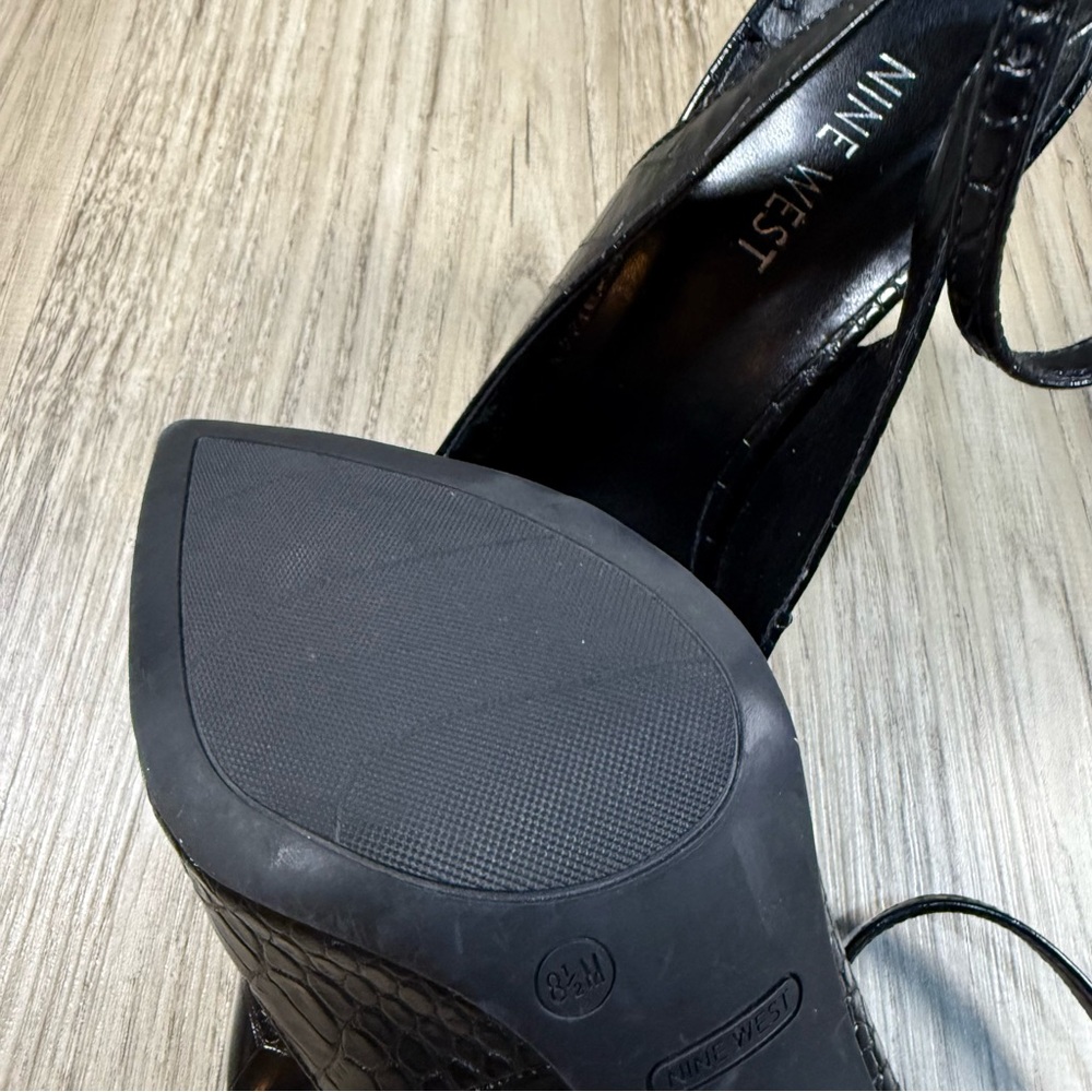 Nine West Black Croc-Pattern Heels - Picture 14 of 16